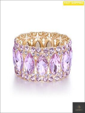 Gold Plated Crystal Stretch Bangle Bracelet Wedding Formal